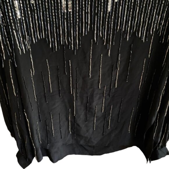 Vintage 80s beaded sequin silk shimmy top M - Picture 8 of 14
